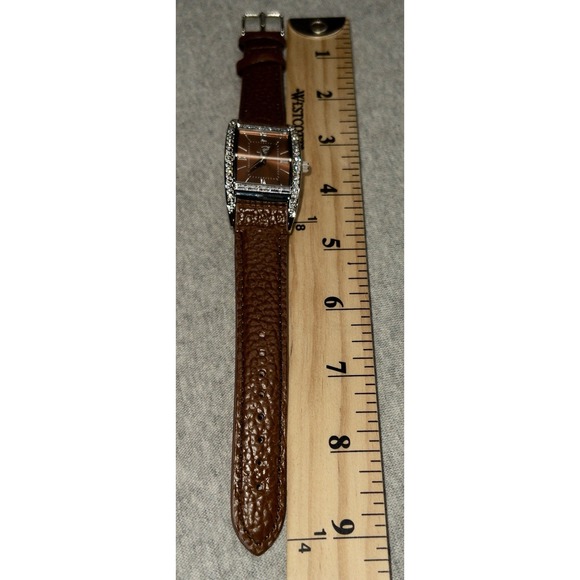 New Burgi Quartz Womens Watch BTV135‎ Brown Leather Strap 27mm Crystal Bling main image 6